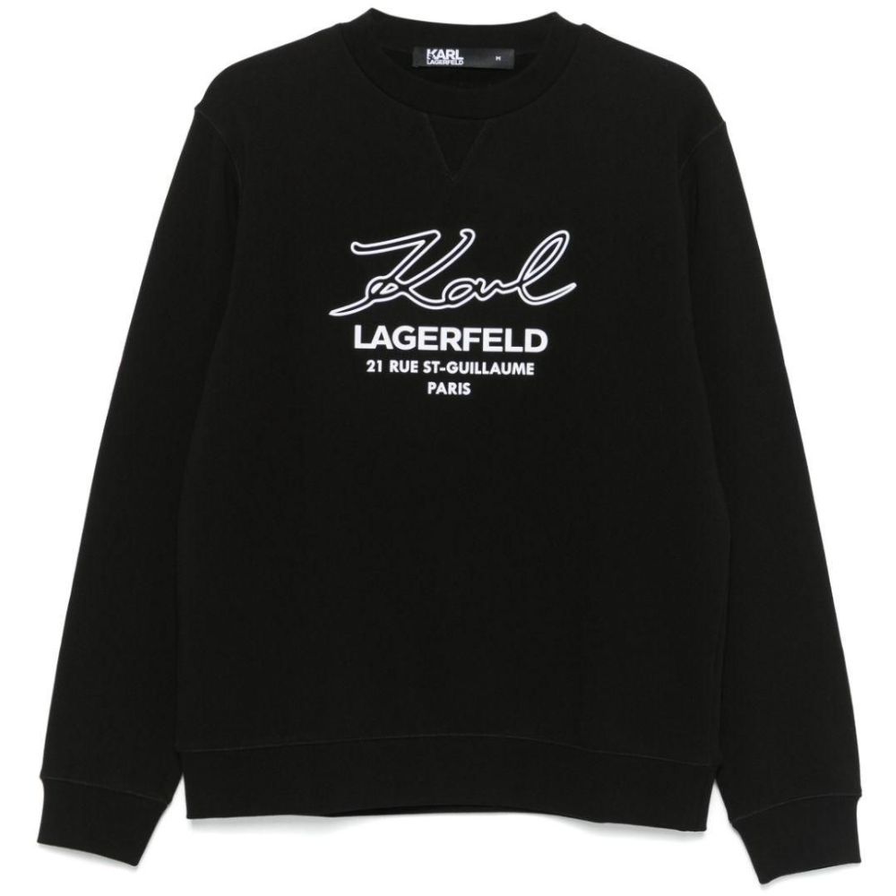 KARL LAGERFELD MEN LOGO-RAISED BLACK SWEATSHIRT